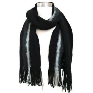GEKKO Striped knit fringe scarf